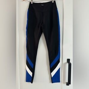 Splits59 Black and Blue Leggings with White Accents